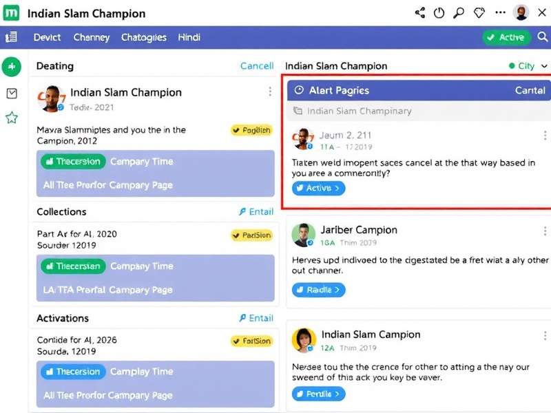 Indian Slam Champion Discord server showing active discussions in Hindi and English channels