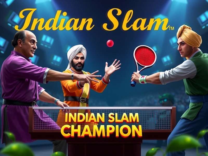 Indian Slam Champion game cover featuring Indian players in traditional attire competing