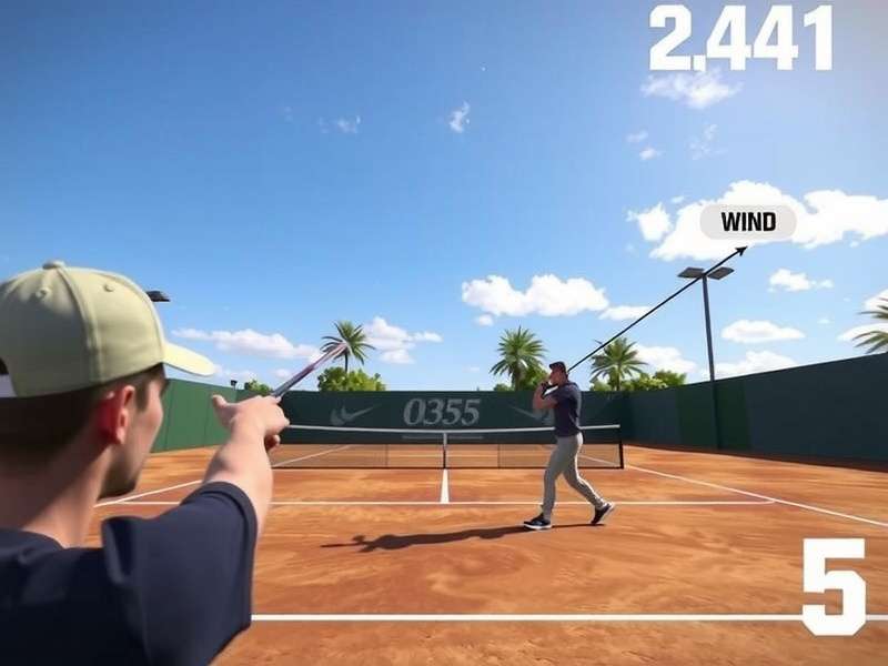 Indian Slam Champion gameplay showing a player aiming with wind indicator and trajectory guide